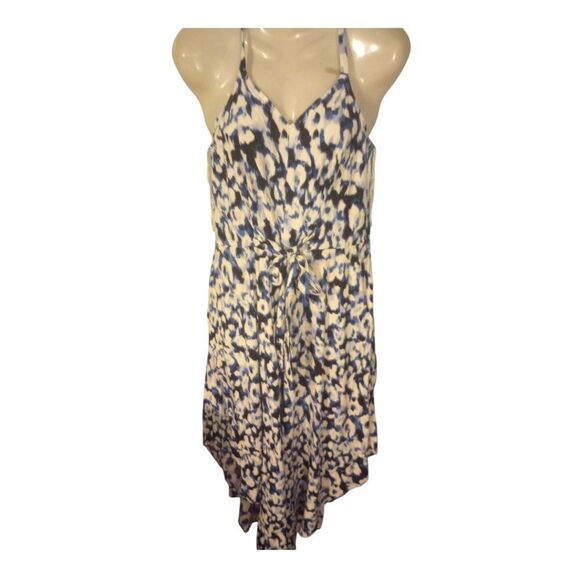 easy street Pants - Easy street abstract print romper with asymmetrical wide leg & spaghetti…